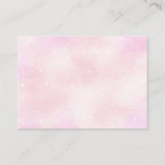 ライトピンクのテディベア飛行機のベビー エンクロージャーカード (裏面)