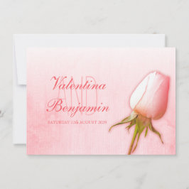 ライトピンクのバラの花芽の結婚式招待状 招待状