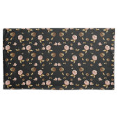 ライトピンクのバラパターン（黒） 枕カバー (正面左)