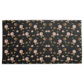 ライトピンクのバラパターン（黒） 枕カバー (正面右)