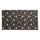 ライトピンクのバラパターン（黒） 枕カバー (裏面-左)