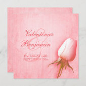 ライトピンクのバラ結婚バッドの正方形の招待 招待状 (正面/裏面)