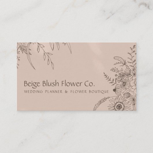 ライトピンクのバラ色カリグラフィーフラワーバンチガーデン 名刺 (正面)