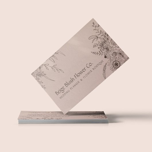 ライトピンクのバラ色カリグラフィーフラワーバンチガーデン 名刺