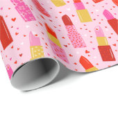 ライトピンクのバレンタインデーの口紅 ラッピングペーパー (ロールコーナー)