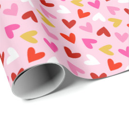 ライトピンクのバレンタインデーハート ラッピングペーパー