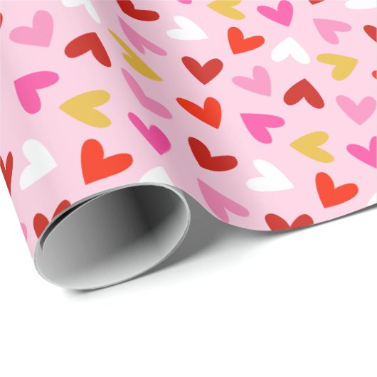 ライトピンクのバレンタインデーハート ラッピングペーパー (ロールコーナー)