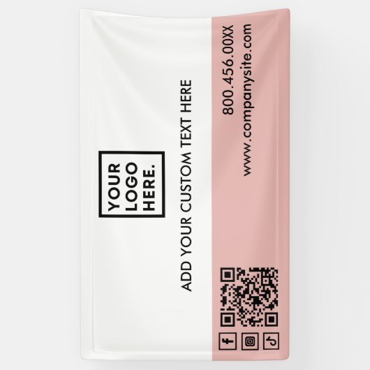 ライトピンクのビジネスロゴソーシャルメディアイベントビニル 横断幕 (縦)