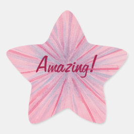 ライトピンクのピンクと青のスポーク驚くべきステッカー 星シール