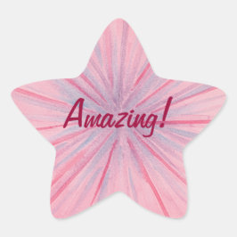 ライトピンクのピンクと青のスポーク驚くべきステッカー 星シール