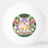 ライトピンクのフクロウと緑の背景ピンポンボール 卓球ボール (裏面)