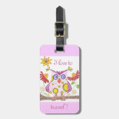 ライトピンクのフクロウ先生パーソナライズされたラゲージタグ ラゲッジタグ (正面縦)