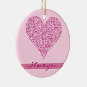 ライトピンクのフローラハート（名前あり） セラミックオーナメント (右)