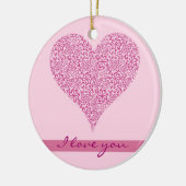 ライトピンクのフローラハート（名前あり） セラミックオーナメント (左)