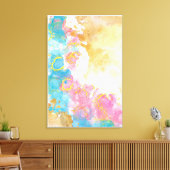 ライトピンクのブルーの金ゴールドの色合いの大理石プリント キャンバスプリント (インサイチュ (リビング))