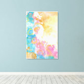 ライトピンクのブルーの金ゴールドの色合いの大理石プリント キャンバスプリント (インサイチュ (ウッドフロア))
