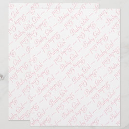 ライトピンクのベビーガールスクリプトスクラップブック作り紙