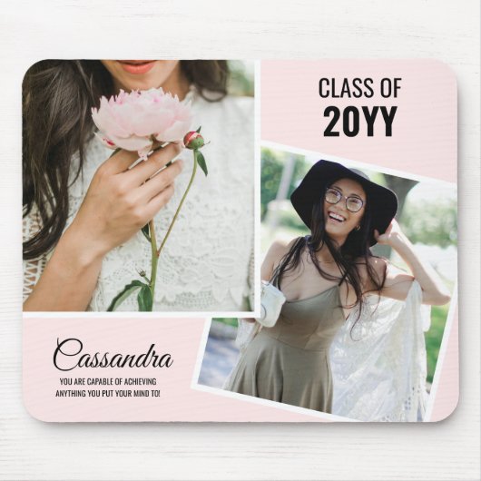 ライトピンクのミニマリスト2枚の写真科 マウスパッド (正面)