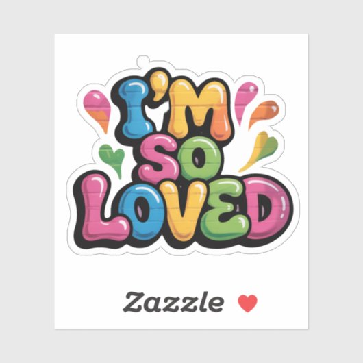 ライトピンクのレンガの"I'm So Loved"落書きタグ シール (シート)