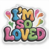 ライトピンクのレンガの"I'm So Loved"落書きタグ シール (正面)