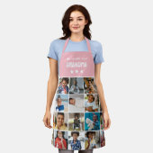ライトピンクの世界のおばあちゃん最高のフォトコラージュ エプロン (着用した状態)