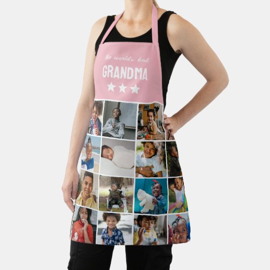 ライトピンクの世界のおばあちゃん最高のフォトコラージュ エプロン (インサイチュ)