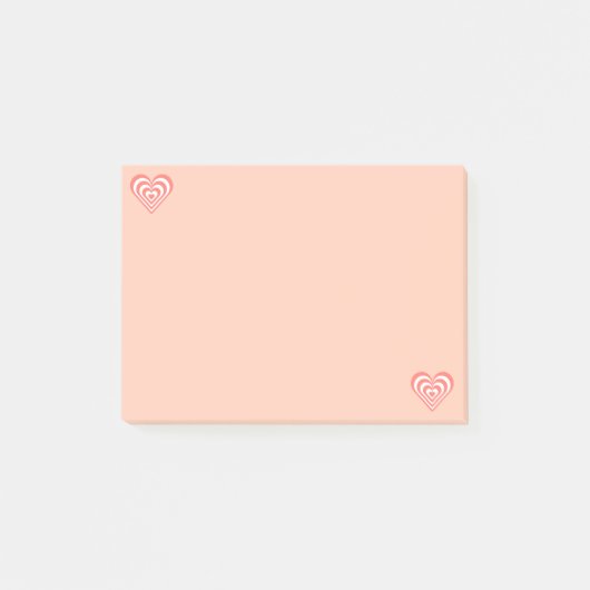 ライトピンクの可愛いコーラルピンクと白いハート ポストイット (正面)