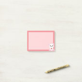 ライトピンクの可愛いシロクマの漫画 ポストイット (デスク上)