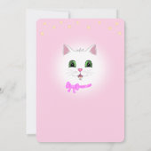 ライトピンクの女の子の誕生日招待状（猫と星） 招待状 (裏面)