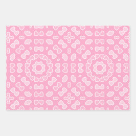 ライトピンクの抽象芸術ハートパターン ラッピングペーパーシート