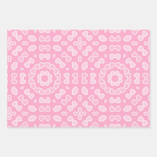 ライトピンクの抽象芸術ハートパターン ラッピングペーパーシート (正面)