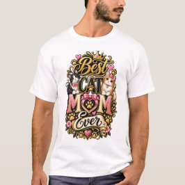 ライトピンクの最高にかわいい猫ママTシャツ Tシャツ