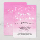 ライトピンクの水彩画 卒業パーティー招待状 招待状 (正面/裏面)