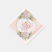 ライトピンクの水彩花 90歳の誕生日パーティー スタンダードカクテルナプキン (角)