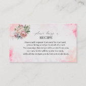 ライトピンクの水色の花レシピカードブライダル エンクロージャーカード (正面)