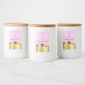 ライトピンクの波状金ゴールドロゴモノグラム製品ラベル フードラベル (ボトル)