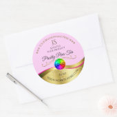 ライトピンクの波状金ゴールドロゴモノグラム製品ラベル ラウンドシール (封筒)