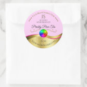 ライトピンクの波状金ゴールドロゴモノグラム製品ラベル ラウンドシール (バッグ)