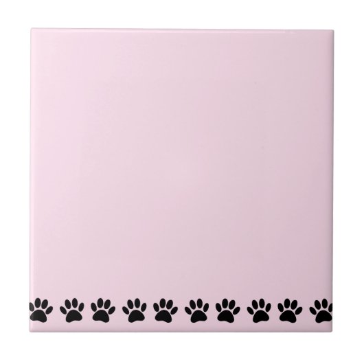ライトピンクの犬の足あと模様 タイル (正面)