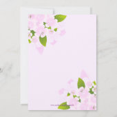 ライトピンクの背景にピンクの花 ウェディング 招待状 (裏面)