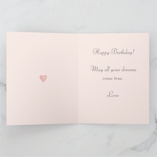 ライトピンクの誕生日カードにキュートな妖精の女の子 カード (内部)