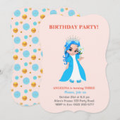 ライトピンクの誕生日招待状の可愛いプリンセス 招待状 (正面/裏面)
