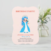 ライトピンクの誕生日招待状の可愛いプリンセス 招待状 (スタンド正面)