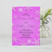 ライトピンクの雪の結婚式招待状 招待状 (スタンド正面)