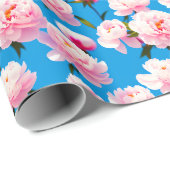 ライトピンクの青空の牡丹 – ラッピング紙 ラッピングペーパー (ロールコーナー)