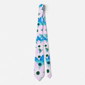 ライトピンクアクアブルー&ターコイズフローラモチーフ ネクタイ (正面)
