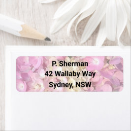 ライトピンクアジサイ差出人住所ラベル ラベル