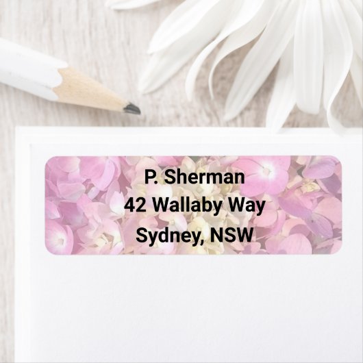 ライトピンクアジサイ差出人住所ラベル ラベル (インサイチュ)