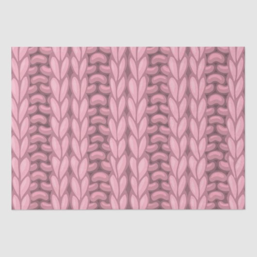 ライトピンクウィンター編み物ウールパターン 薄葉紙 (正面)