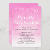 ライトピンクウォーターカラー卒業パーティー招待状 招待状 (正面/裏面)